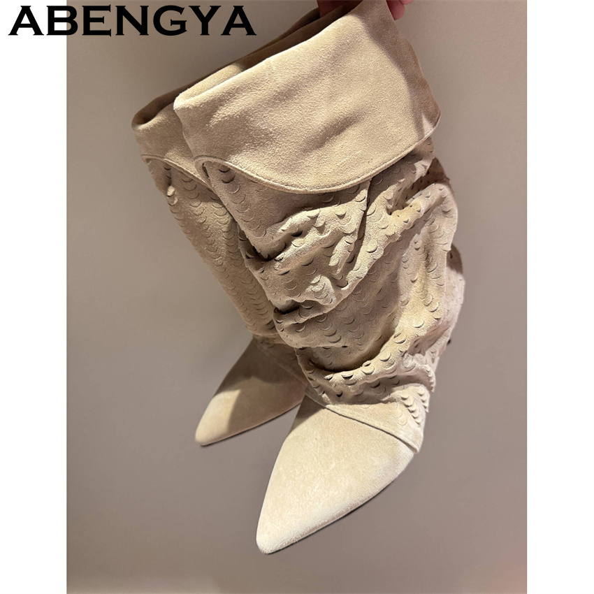 New Ethnic Fashion - Damskie botki do połowy łydki, nowe